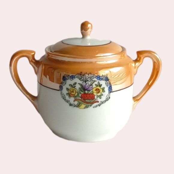 Vintage Noritake Lusterware Sugar Bowl Signed M Handpainted - Picture 1 of 7